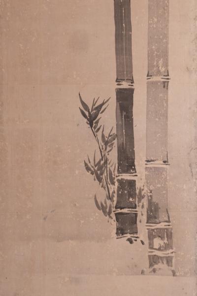 Japanese Six Panel Screen Scholars in a Bamboo Forest