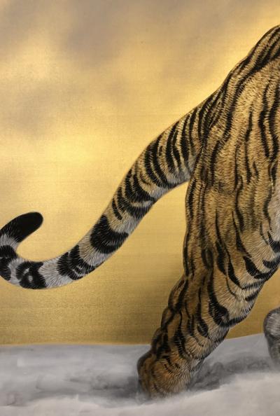 Japanese Six Panel Screen Siberian Tigers