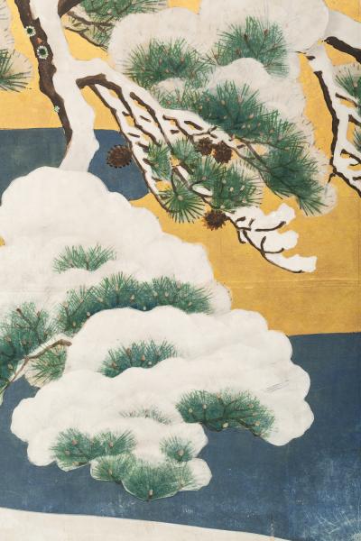 Japanese Six Panel Screen Snow Scene