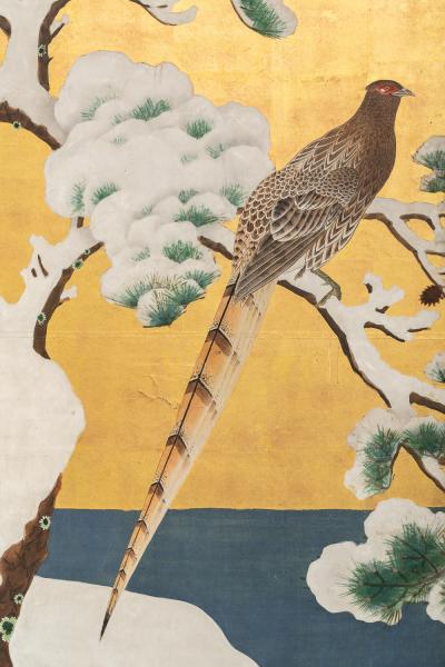 Japanese Six Panel Screen Snow Scene