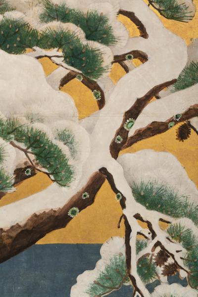 Japanese Six Panel Screen Snow Scene