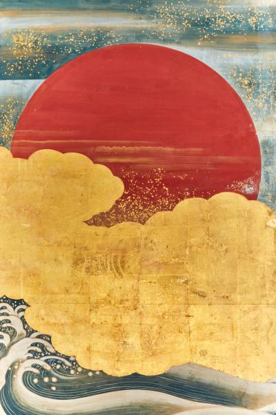 Japanese Six Panel Screen Spectacular Sun Rise