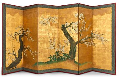 Japanese Six Panel Screen Springtime Cherry
