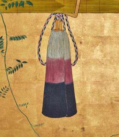 Japanese Six Panel Screen Sudare and Wisteria