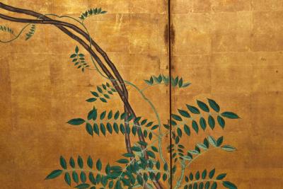 Japanese Six Panel Screen Sudare and Wisteria