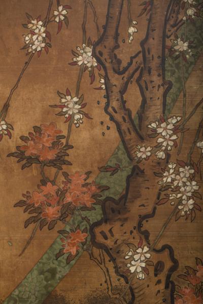 Japanese Six Panel Screen Sudare in Garden with Breezes