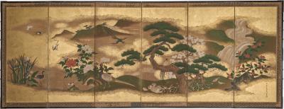 Japanese Six Panel Screen Summer Landscape