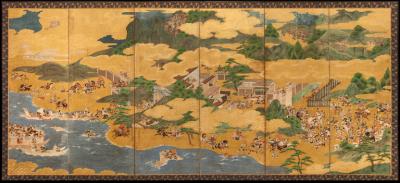 Japanese Six Panel Screen Tales from the Heike Monogatari