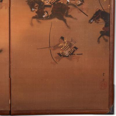 Japanese Six Panel Screen The Burning of Nanto Temple