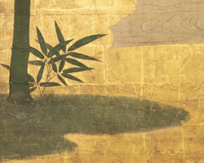 Japanese Six Panel Screen Tiger and Leopard in a Bamboo Grove