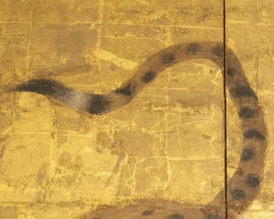 Japanese Six Panel Screen Tiger and Leopard in a Bamboo Grove