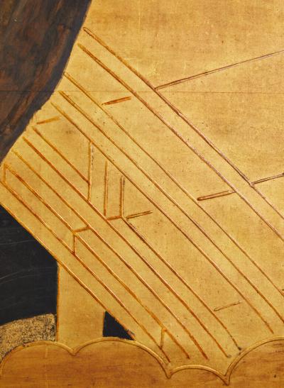 Japanese Six Panel Screen Uji Bridge with Herons and Summer Willow