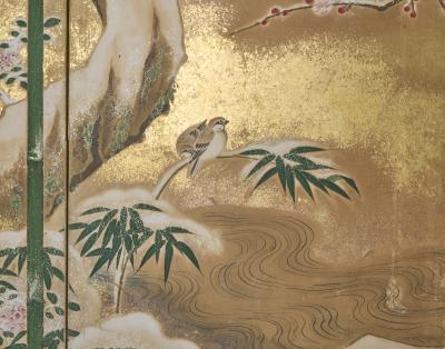 Japanese Six Panel Screen Winter into Spring