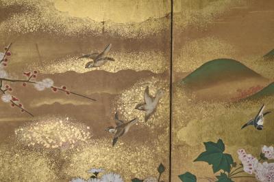 Japanese Six Panel Screen Winter into Spring