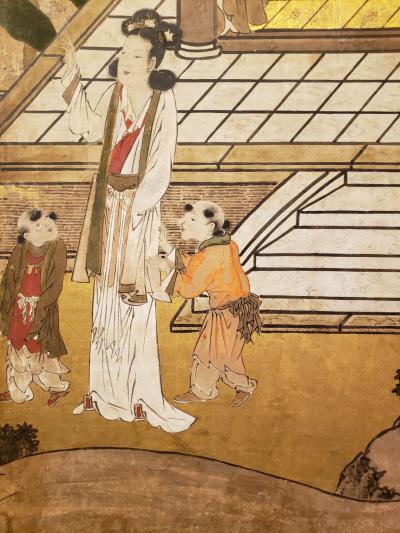 Japanese Six Panel Screen Women of the Court in the Garden