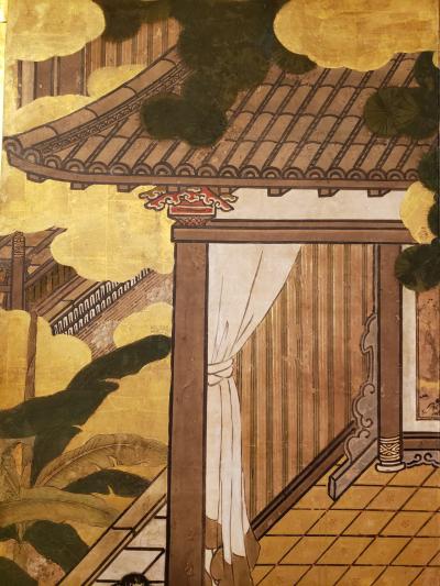 Japanese Six Panel Screen Women of the Court in the Garden