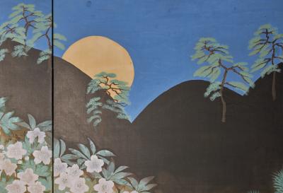 Japanese Six Panel Screen Yozakura