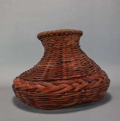 Japanese Smoked Bamboo Flower Arranging Ikebana Basket