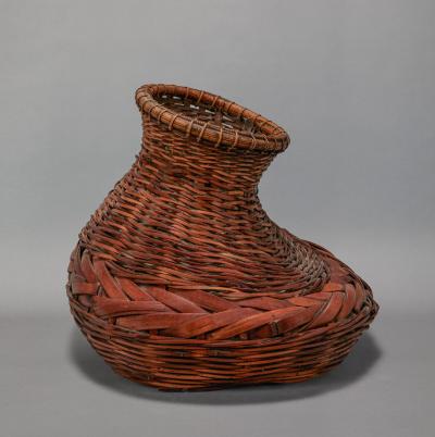 Japanese Smoked Bamboo Flower Arranging Ikebana Basket