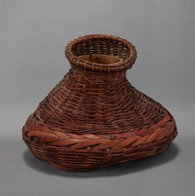 Japanese Smoked Bamboo Flower Arranging Ikebana Basket