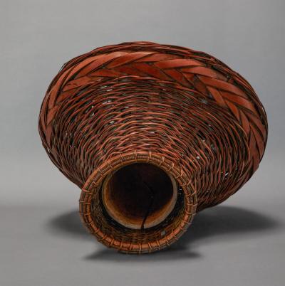 Japanese Smoked Bamboo Flower Arranging Ikebana Basket