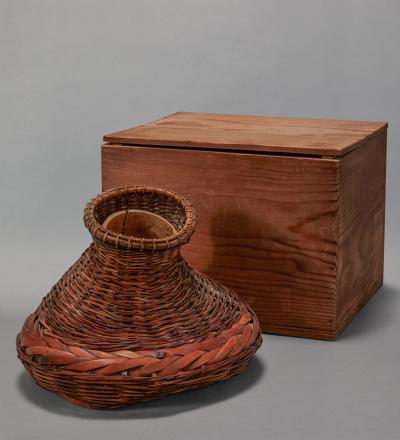 Japanese Smoked Bamboo Flower Arranging Ikebana Basket