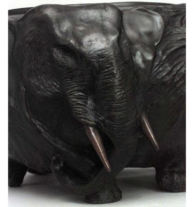 Japanese Style Bronze jardiniere with Animal Heads
