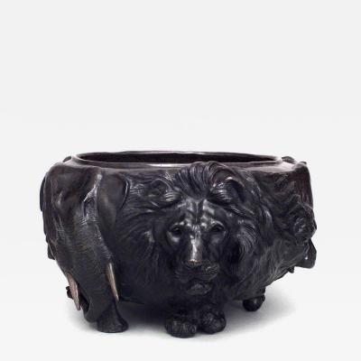Japanese Style Bronze jardiniere with Animal Heads