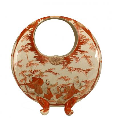 Japanese Style Orange and White Round Porcelain Vases