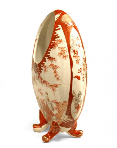 Japanese Style Orange and White Round Porcelain Vases