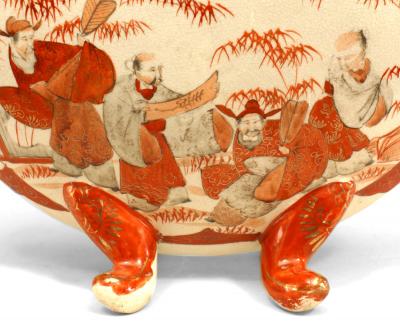 Japanese Style Orange and White Round Porcelain Vases