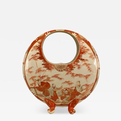 Japanese Style Orange and White Round Porcelain Vases