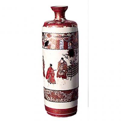 Japanese Style Orange and White Satsuma Porcelain Vase