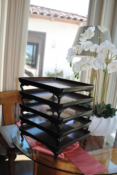Japanese Tea Trays 5 Roiro Lacquer Meiji 19th c 