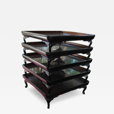 Japanese Tea Trays 5 Roiro Lacquer Meiji 19th c 