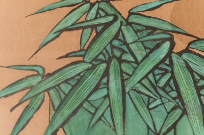 Japanese Two Panel Screen Amorous Cranes and Turtles