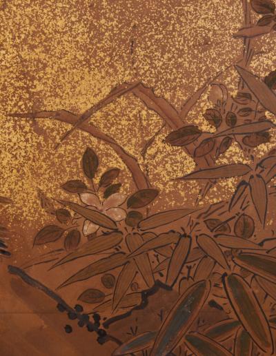 Japanese Two Panel Screen Aquatic Birds and Plants