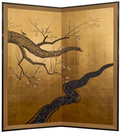 Japanese Two Panel Screen Autumn Day in the year 1931 Xinwei 