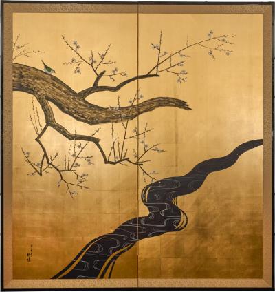 Japanese Two Panel Screen Autumn Day in the year 1931 Xinwei 