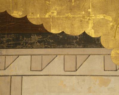 Japanese Two Panel Screen Bay Stallion in Stable