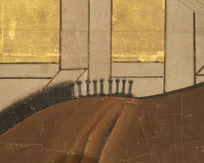 Japanese Two Panel Screen Bay Stallion in Stable