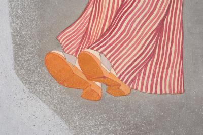 Japanese Two Panel Screen Beach Party