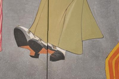 Japanese Two Panel Screen Beach Party