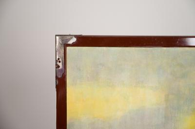 Japanese Two Panel Screen Bird on a Rock on a Minimalist Ground