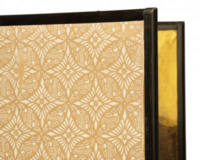 Japanese Two Panel Screen Black Stallion in Stable