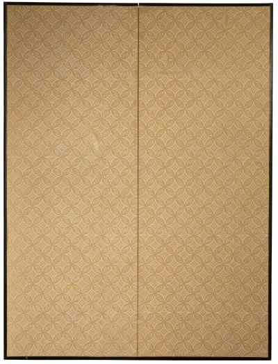 Japanese Two Panel Screen Black Stallion in Stable