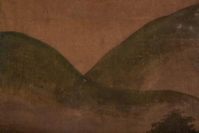 Japanese Two Panel Screen Cherry Blossoms Viewing Party