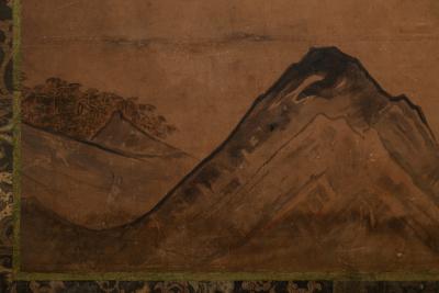 Japanese Two Panel Screen Cherry Blossoms Viewing Party