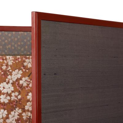 Japanese Two Panel Screen Cherry Blossoms in Willow Landscape