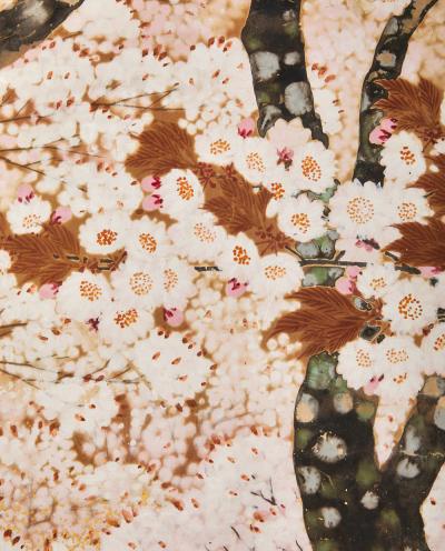 Japanese Two Panel Screen Cherry Grove